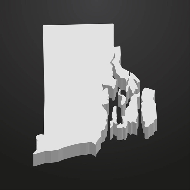 Mapa stanu Rhode Island w kolorze szarym na czarnym tle 3d - Wektor, obraz