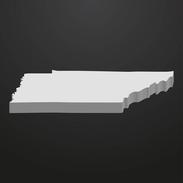 Tennessee State harita gri bir siyah arka plan 3d - Vektör, Görsel