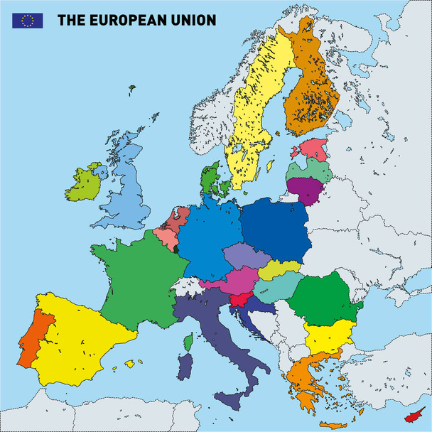 Vector χάρτη της Ευρωπαϊκής Ένωσης - Διάνυσμα, εικόνα