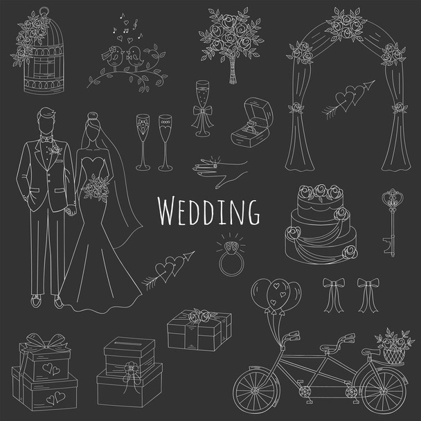 Vector conjunto de iconos de boda dibujados a mano
 - Vector, imagen