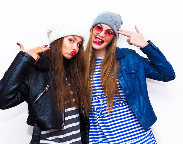 Fashion girls showing signs with hands - 写真・画像