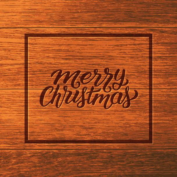 Merry Christmas typographic text on wood - Вектор, зображення