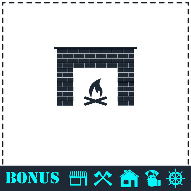Fireplace icon flat - Vector, Image