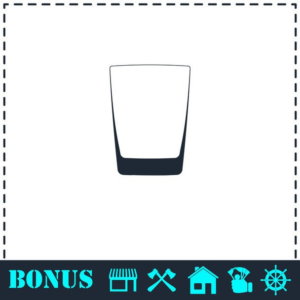 Whisky sklenice ikona plochý - Vektor, obrázek