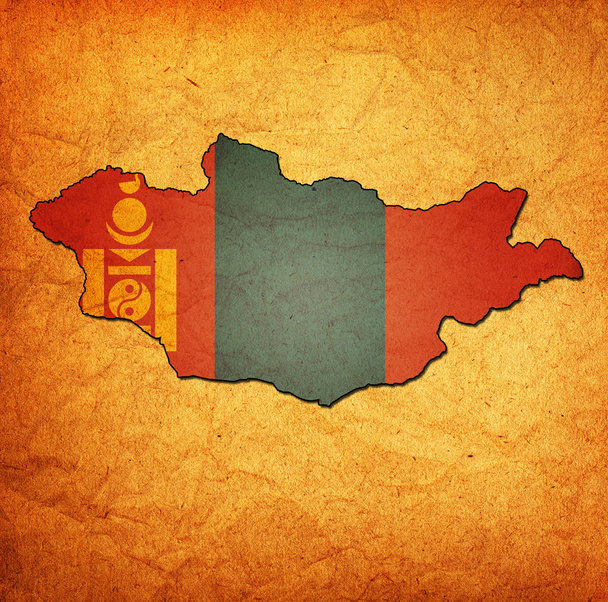 mongolia territory with flag - Foto, afbeelding
