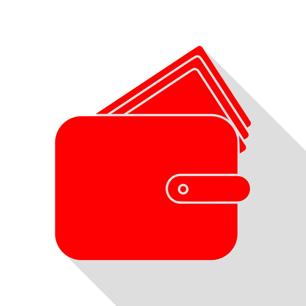 Wallet sign illustration. Red icon with flat style shadow path. - Vector, Image