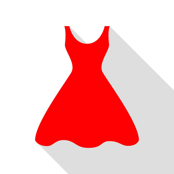 Woman dress sign. Red icon with flat style shadow path. - Vector, Image