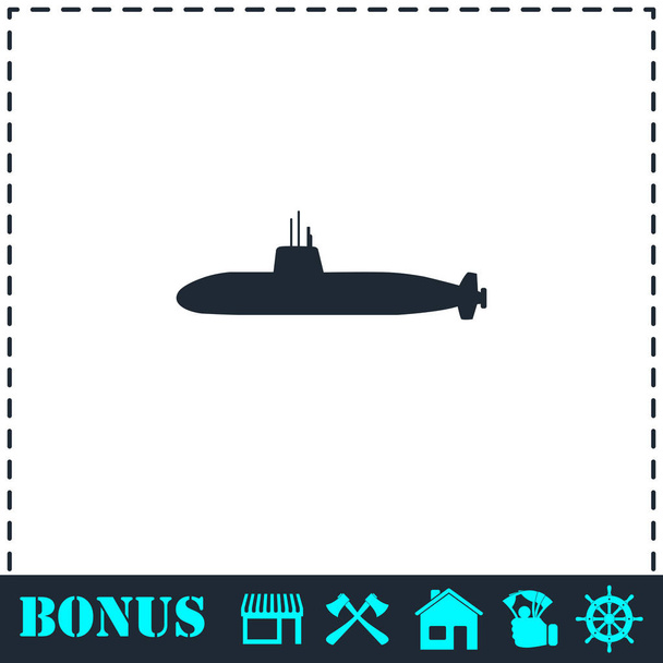 Icono submarino plano
 - Vector, Imagen