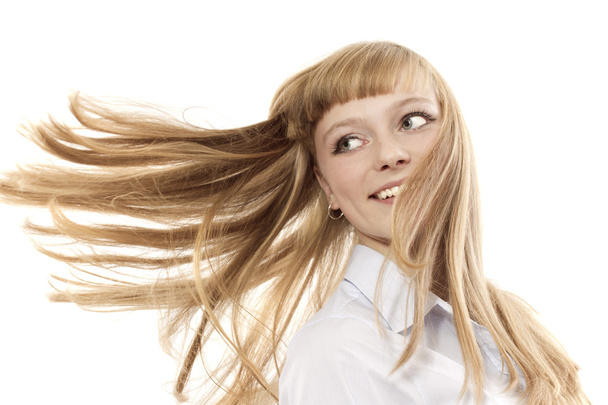 A menina bonita com cabelo longo
 - Foto, Imagem