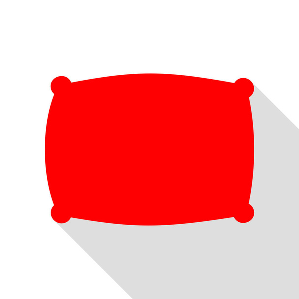 枕サイン イラスト。フラット スタイルのシャドウのパスの付いた赤いアイコン. - ベクター画像