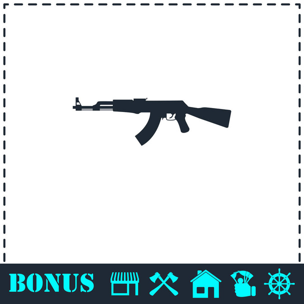 Assault rifle icon flat - Vector, Image