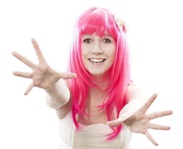 Girl with pink hair - Zdjęcie, obraz