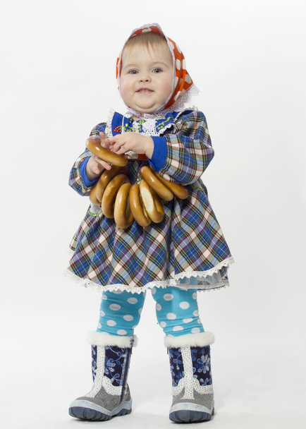 κορίτσι με bagels - Φωτογραφία, εικόνα