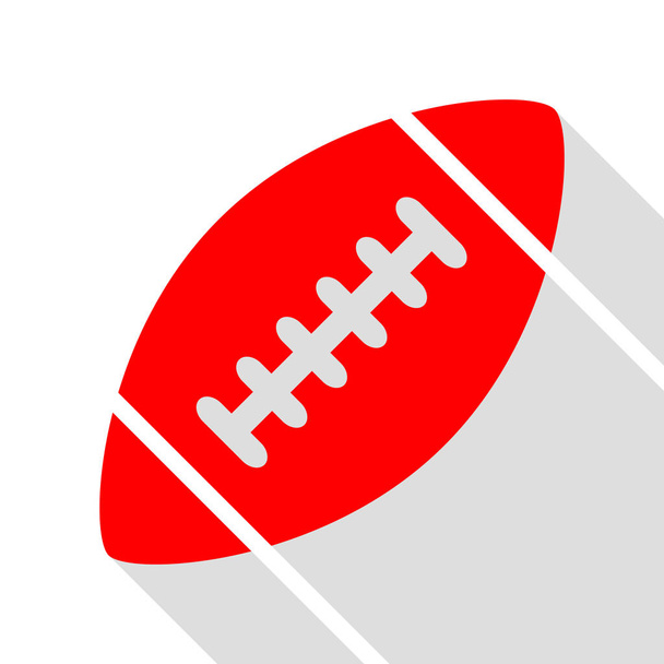 Amerikaanse eenvoudige Voetbal bal. Rode pictogram met vlakke stijl schaduw p - Vector, afbeelding