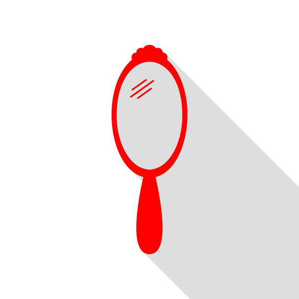 Handspiegelschild. rotes Symbol mit flachem Schattenpfad. - Vektor, Bild