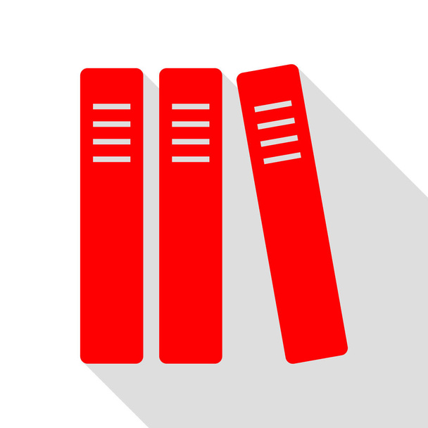 Ordnerreihe, Büroordner-Symbol. rotes Symbol mit flachem Stil - Vektor, Bild