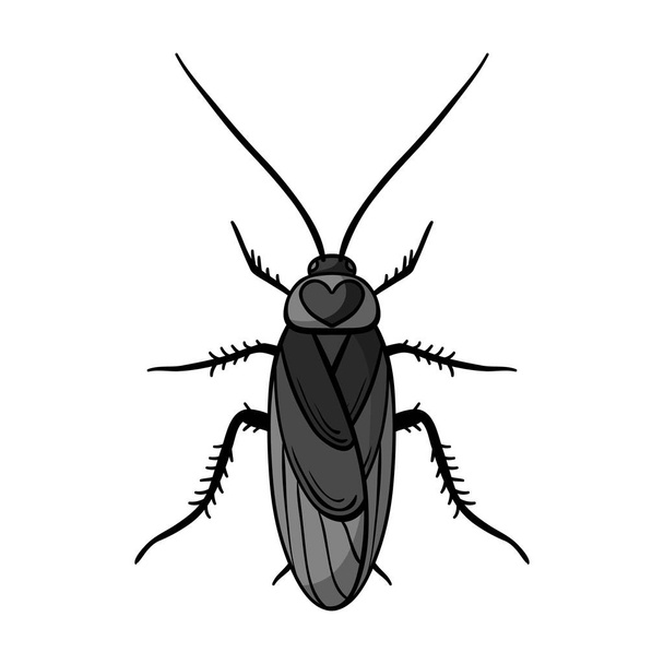 Cockroach icon in monochrome style isolated on white background. Insects symbol stock vector illustration. - Vector, Image