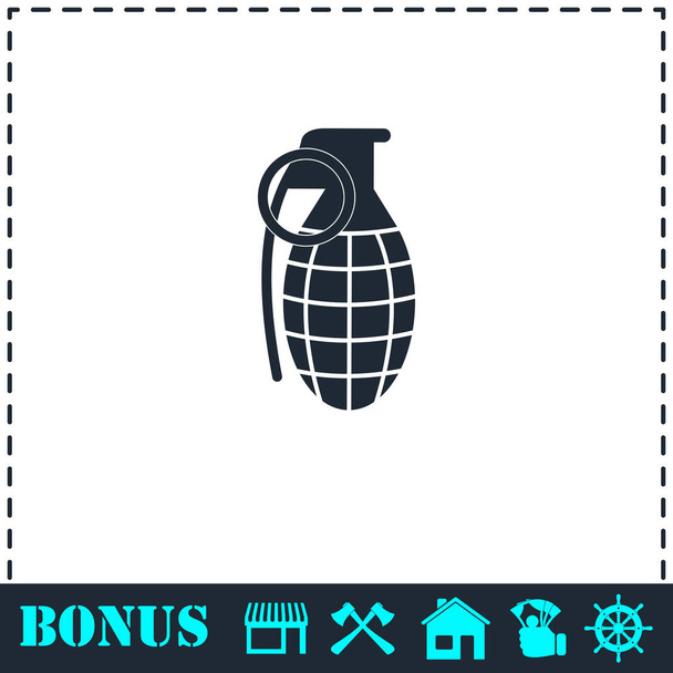 Ruční granát ikona plochý - Vektor, obrázek