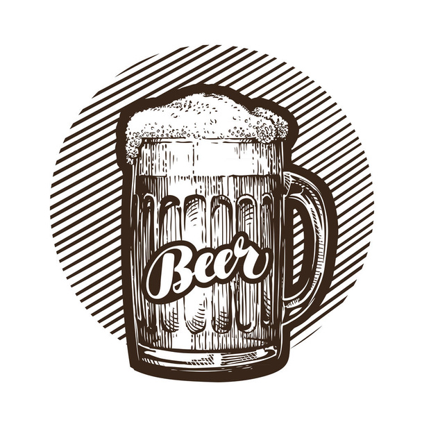 Taza de cerveza artesanal con espuma. Dibujo vector ilustración
 - Vector, imagen