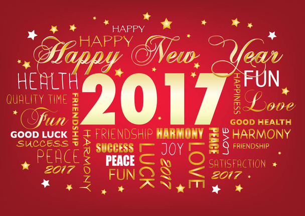 Mutlu yeni yıl 2017, etiket bulutu - Vektör, Görsel
