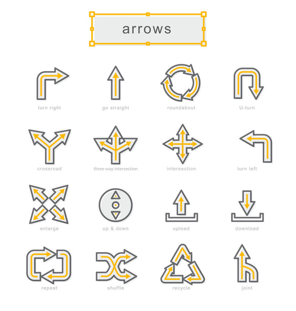 Conjunto de iconos de línea delgada, Flechas
 - Vector, Imagen