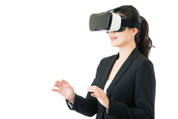 asian business woman control by VR headset glasses device - Zdjęcie, obraz
