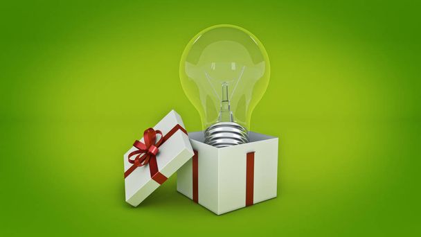 boîte cadeau avec ampoule. Rendu 3d
 - Photo, image