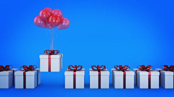 globos flotantes unidos a un regalo. globo con caja regalo. renderizado 3d
 - Foto, imagen