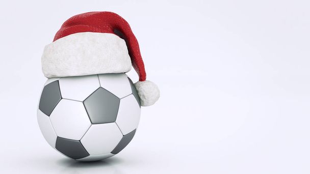 Noel kavramı. Futbol topu. 3D render - Fotoğraf, Görsel