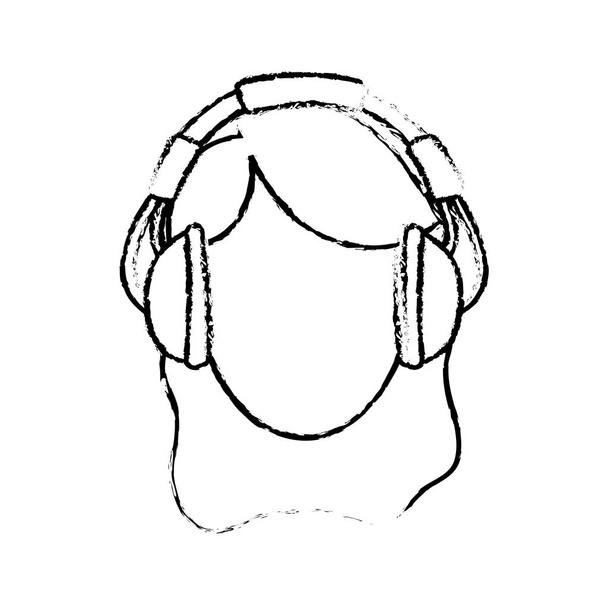 Fiatal személy fejhallgató - Vektor, kép
