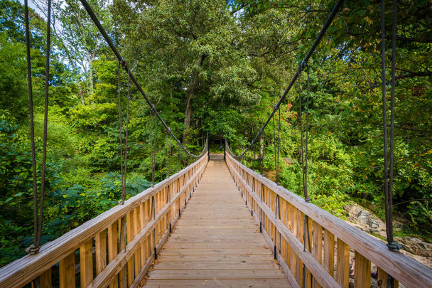 Bridge over Little Sugar Creek, at Freedom Park, in Charlotte, N - Фото, изображение