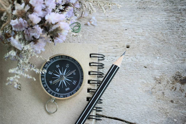 compass with dried flower - Photo, Image