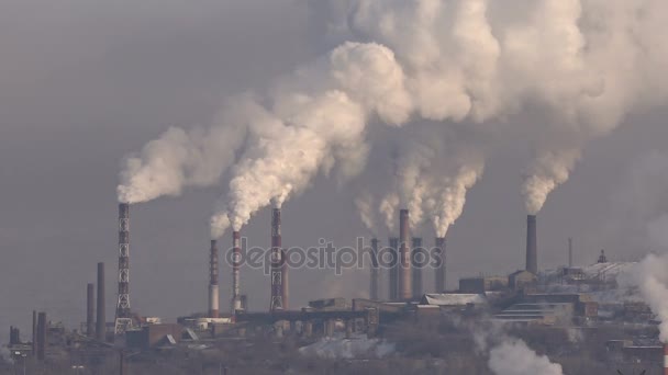 Smoke From Chimneys of Plant. Ecological Problem. - Footage, Video