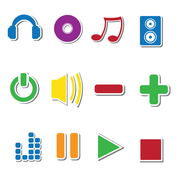 Set of music sticker icons - Vektör, Görsel