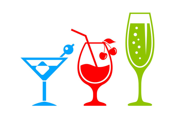 Cocktail alcohol drink vector icon - Vektor, Bild
