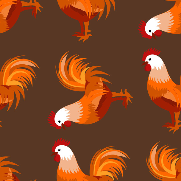 Seamless pattern with cock. Vector illustration - Vektör, Görsel