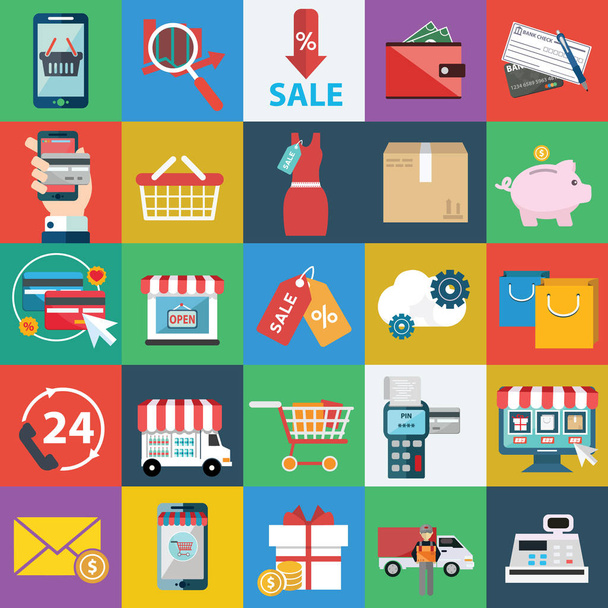 Shopping and E Commerce Icons - Vector, Image