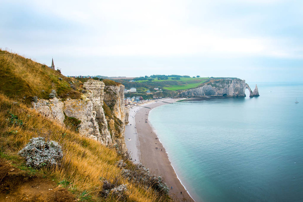 Etretat, view from above, Normandy, France. - Foto, imagen