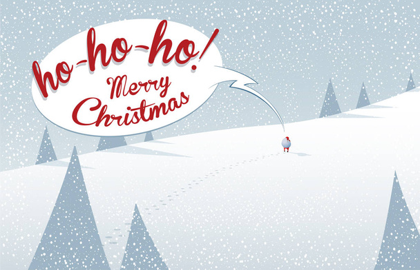 Zimní horské scenérie krajiny, pěší Santa Claus se svým  - Vektor, obrázek