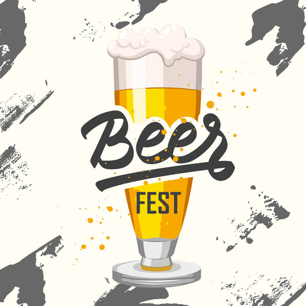 Drink menu. Vector illustration with beer glass in sketch style for pub. Alcoholic beverages. - Vetor, Imagem