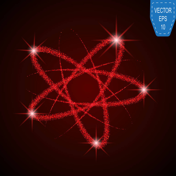 Модель атома сияющих неоновых огней. Золотые перекрещенные круги
. - Вектор,изображение