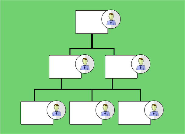 White organogram with heads on green background - Vector, Image