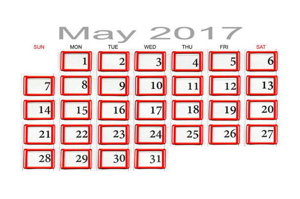 Calendario de mayo de 2017
 - Foto, Imagen