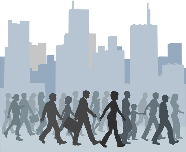 Толпа ходячих городских горизонтов
 - Вектор,изображение