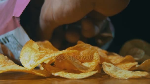 Potato Chips In Package Rotating - Πλάνα, βίντεο