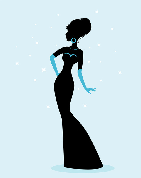 Woman silhouette in dress - Vector, Image