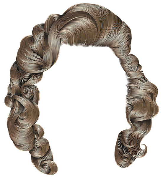 trendy woman hairs   blond colors . beauty fashion . retro style curls . realistic 3d . - Vector, Image