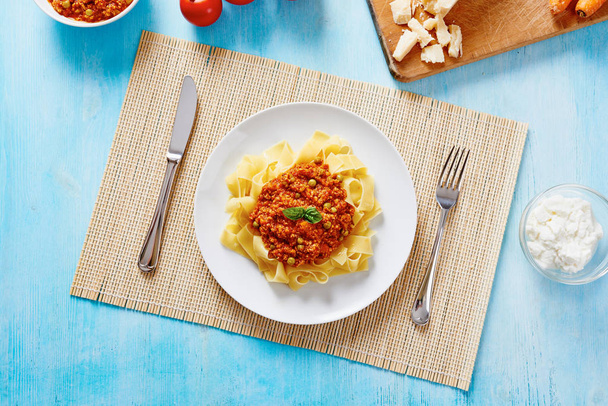 Pasta tagliatelle with Bolognese sauce - Photo, Image