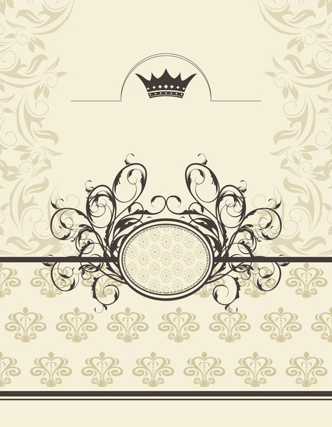vintage background with floral frame and crown - Photo, Image