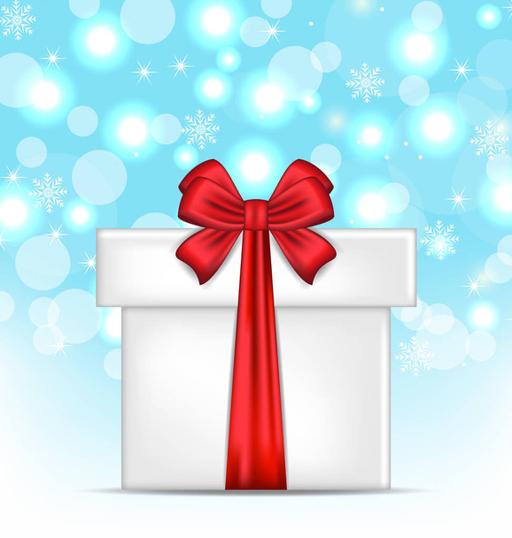 Gift box with red bows on glowing background - Foto, imagen